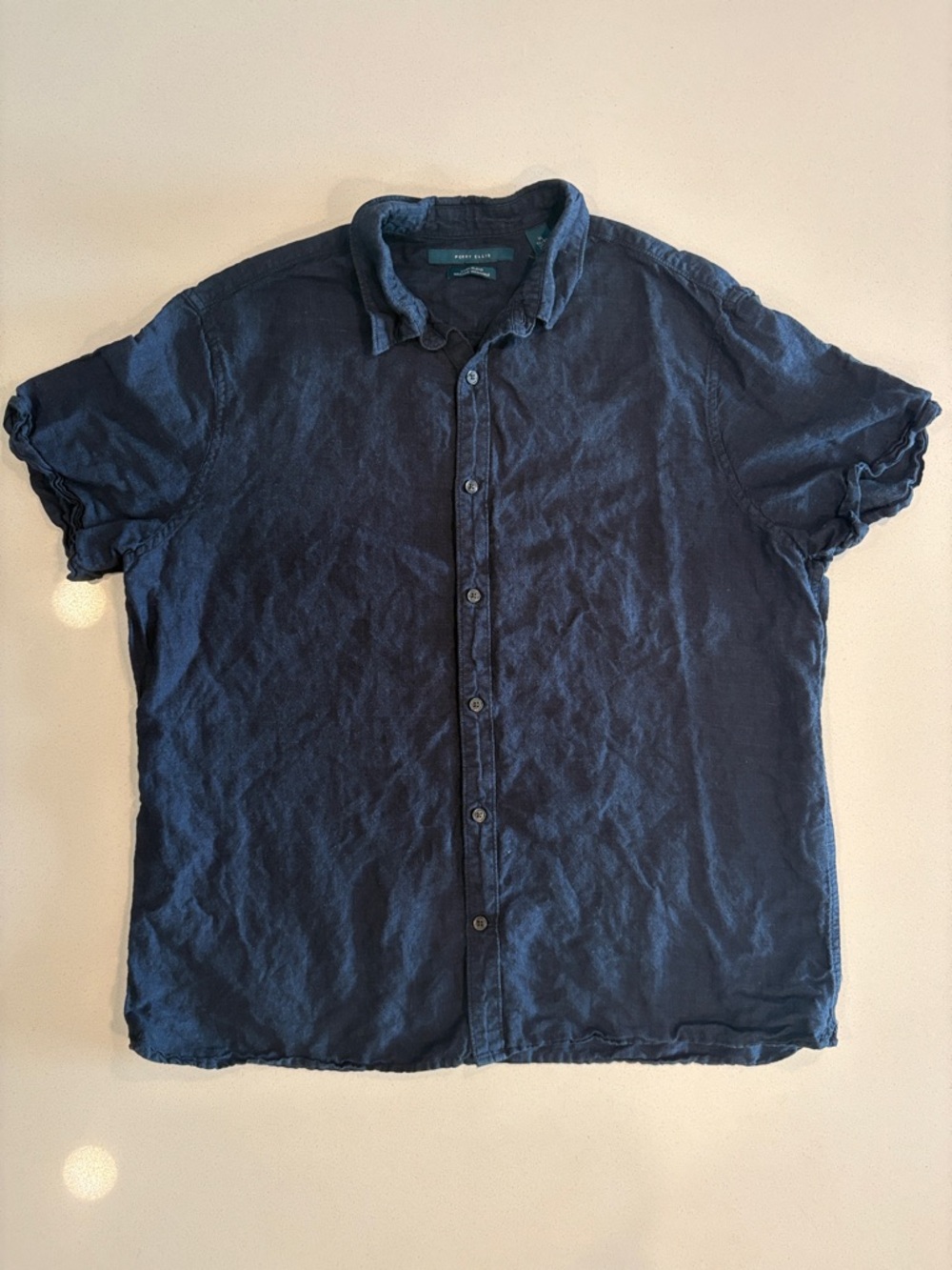 Perry Ellis Navy Short-Sleeve Button-Down Shirt
